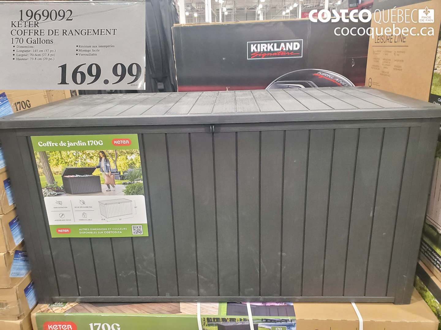 1969092 KETER COFFRE DE RANGEMENT 170 Gallons $169.99