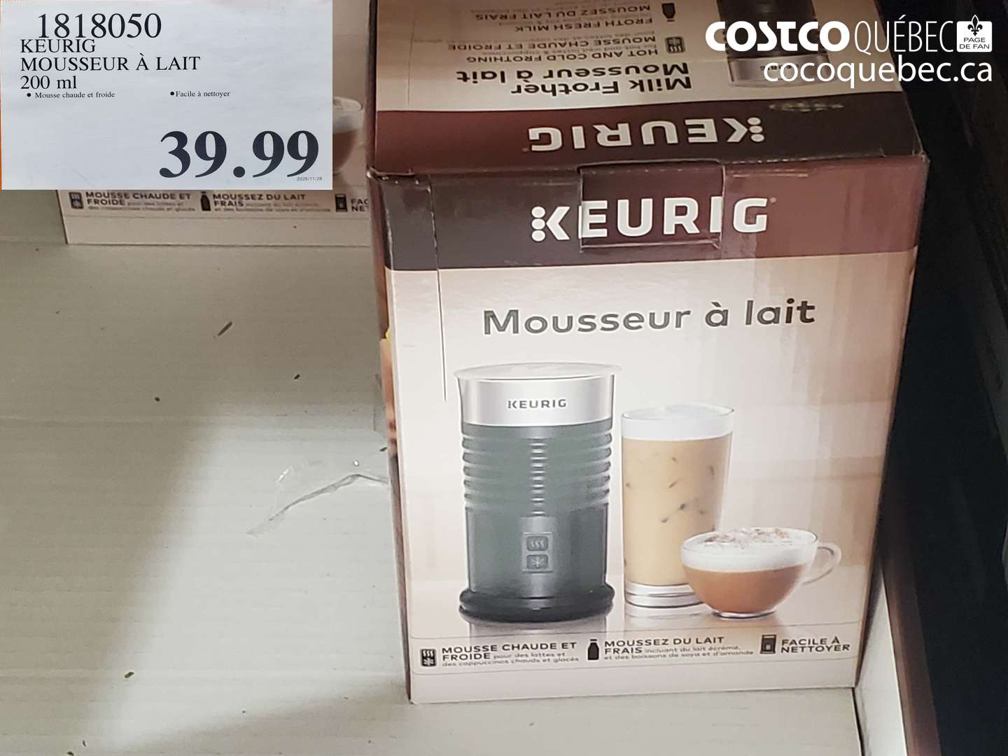 1818050 KEURIG MOUSSEUR À LAIT 200 ml $39.99