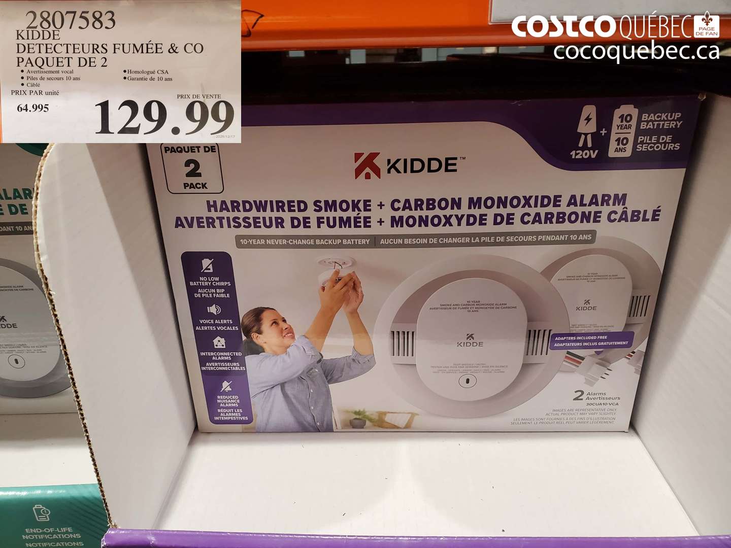 2807583 KIDDE DETECTE URS FUMEE & CO PAQUET DE 2  $129.99