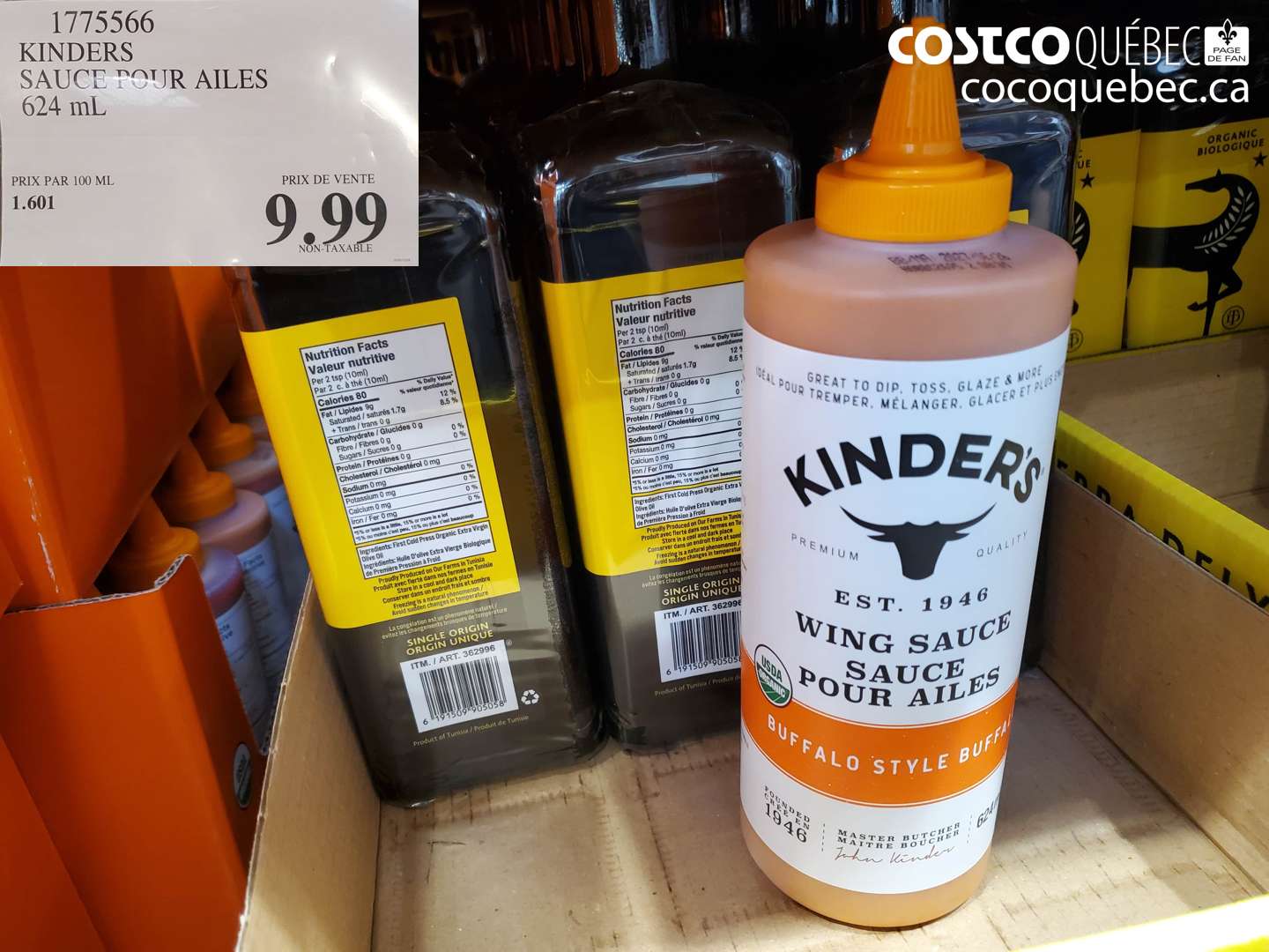 1775566 KINDERS SAUCE POUR AILES 624 mL $9.99