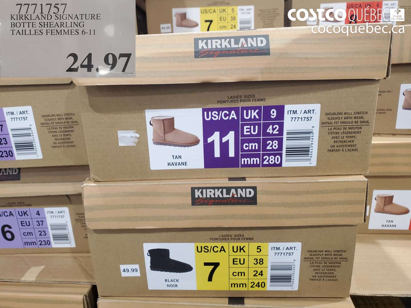 7771757 KIRKLAND SIGNATURE BOTTE SHEARLING TAILLES FEMMES 6-11 $24.97