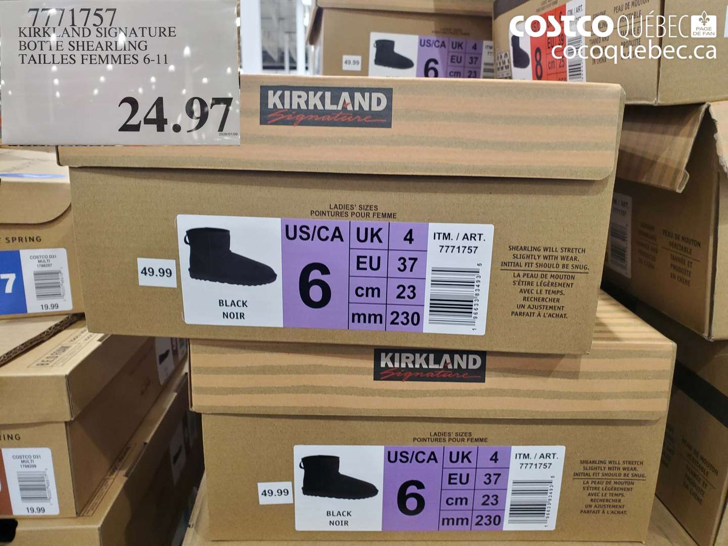 7771757 KIRKLAND SIGNATURE BOTTE SHEARLING TAILLES FEMMES 6-11 ($5.00 INSTANT SAVINGS) $24.97