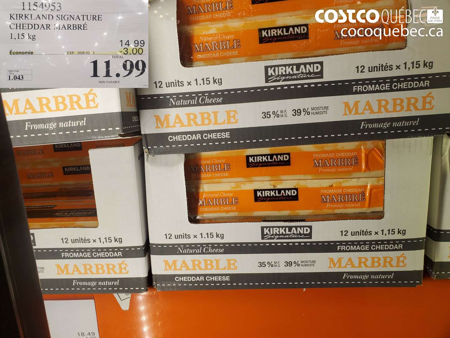 1154953 KIRKLAND SIGNATURE CHEDDAR MARBRE ($3.00 INSTANT SAVINGS EXPIRES ON 2026-02-15) $11.99