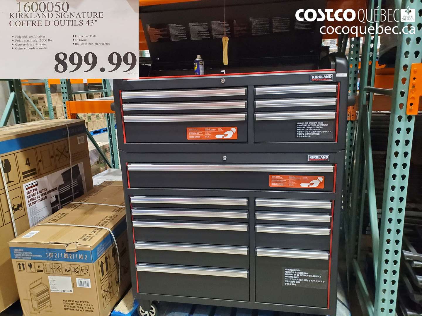 1600050 KIRKLAND SIGNATURE COFFRE D'OUTILS 43