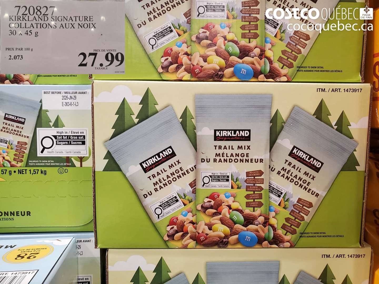 720827 KIRKLAND SIGNATURE COLLATIONS AUX NOIX 30 x 45 g $27.99