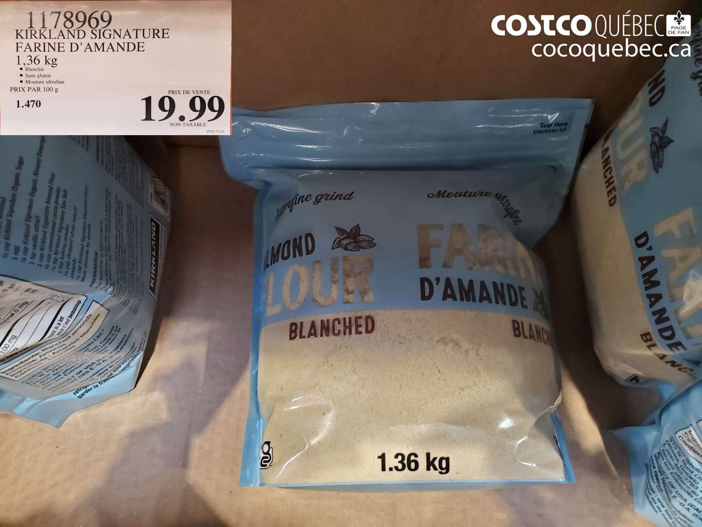 1178969 KIRKLAND SIGNATURE FARINE D'AMANDE $19.99
