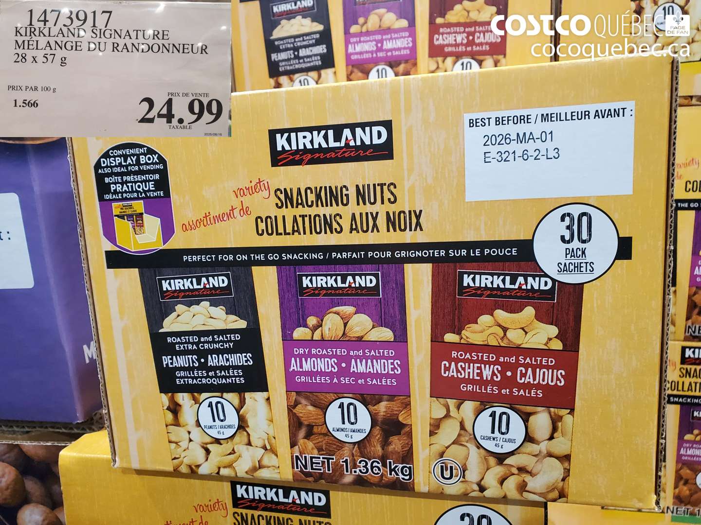 1473917 KIRKLAND SIGNATURE MÉLANGE DU RANDONNEUR 28 x 57 g $24.99