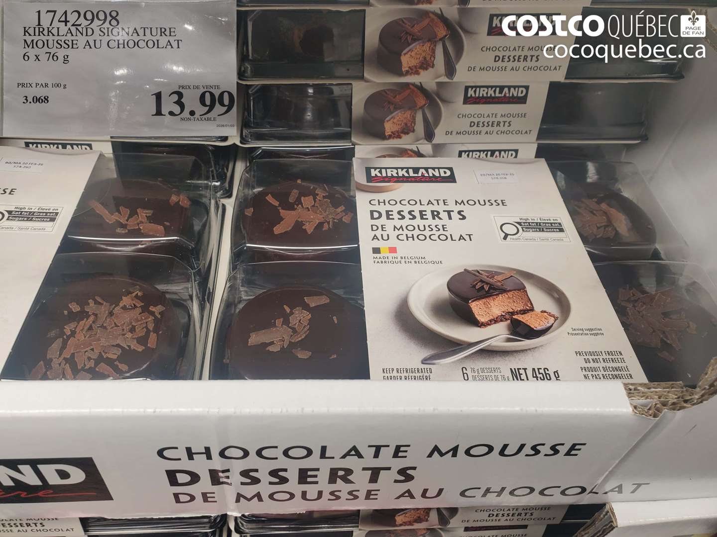 1742998 KIRKLAND SIGNATURE MOUSSE AU CHOCOLAT 6 x 76 g $13.99