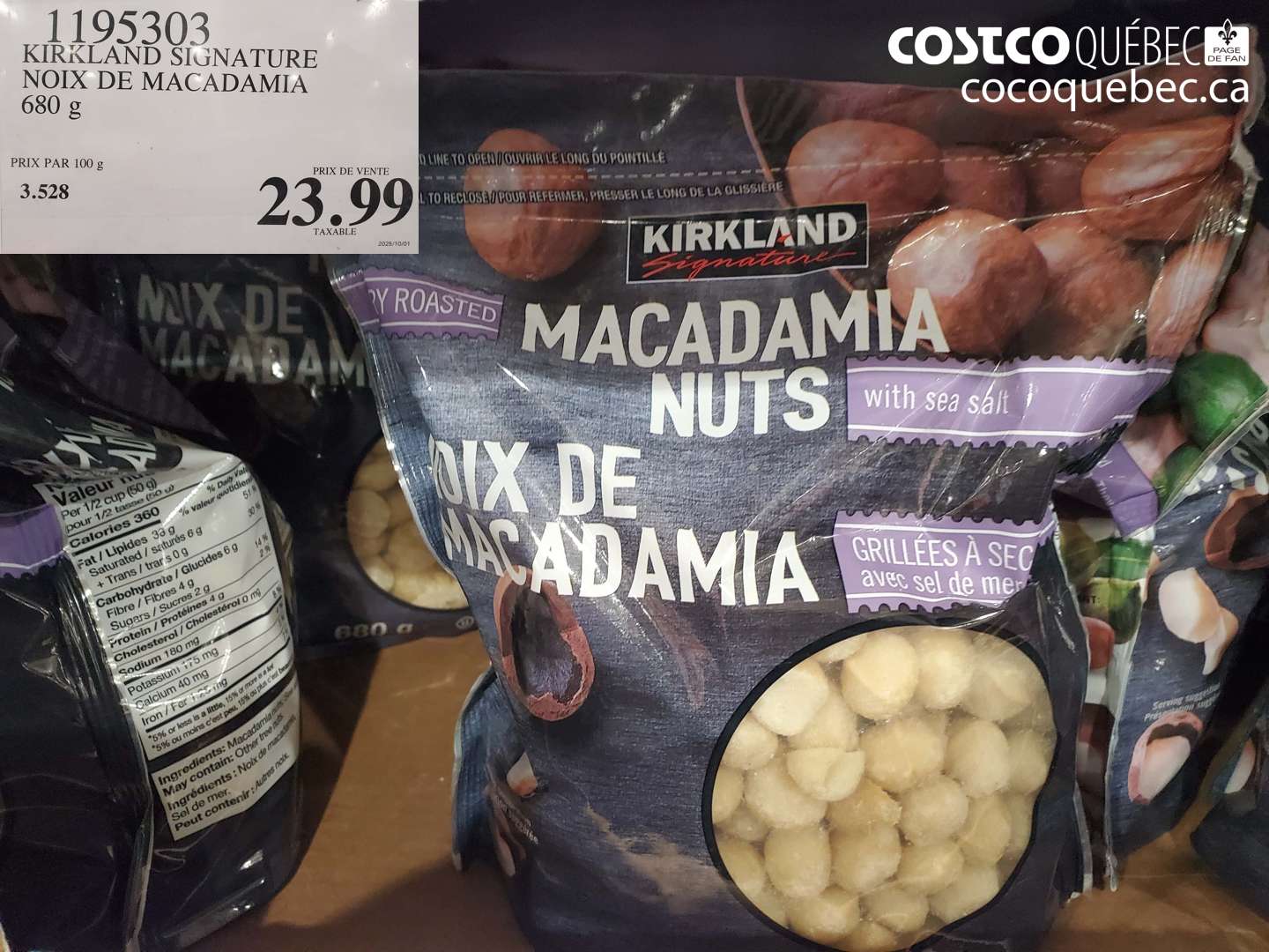 1195303 KIRKLAND SIGNATURE NOIX DE MACADAMIA 680 g $23.99