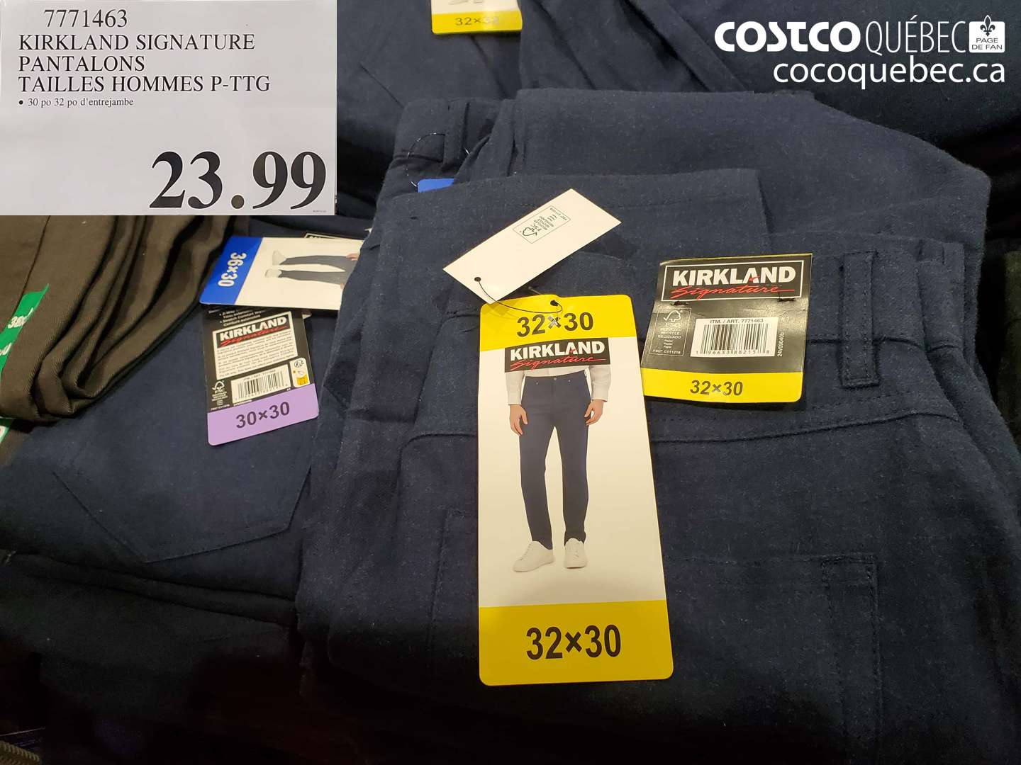 7771463 KIRKLAND SIGNATURE PANTALONS TAILLES HOMMES P-PTG $23.99