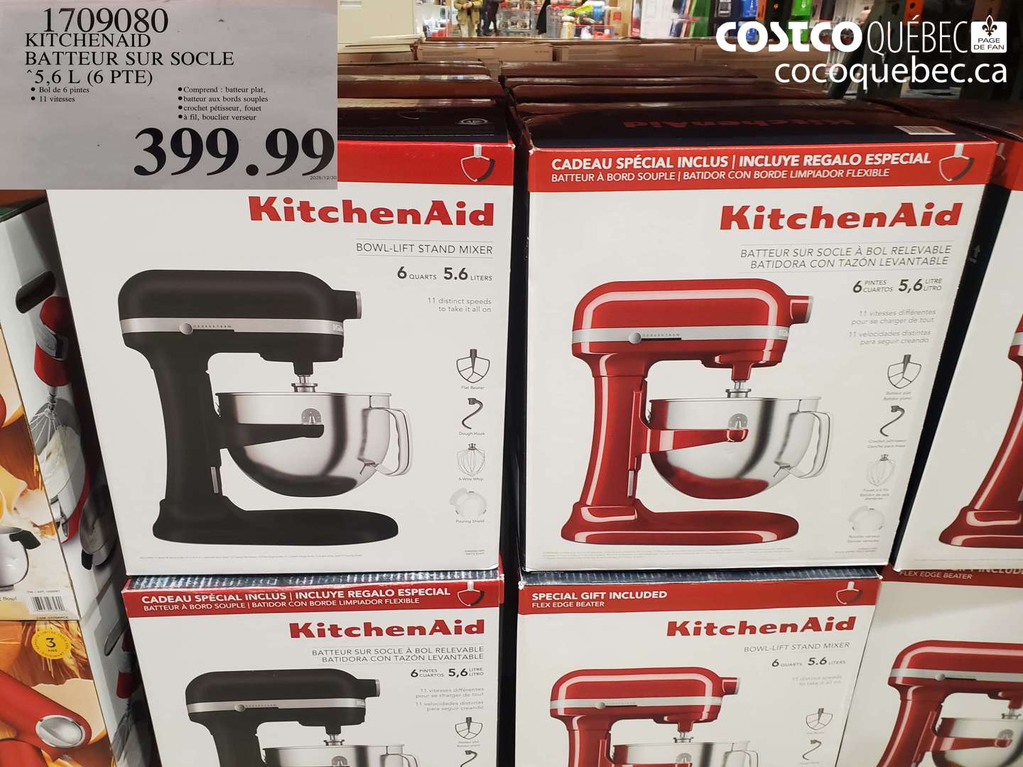 1709080 KITCHENAID BATTEUR SUR SOCLE 5,6 L (6 PTE) $399.99