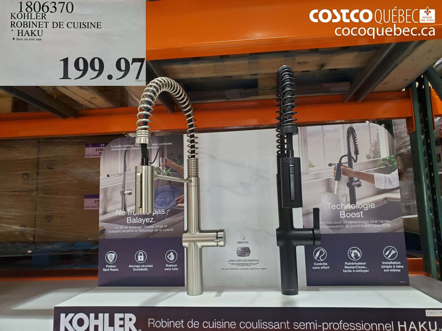 1806370 KOHLER ROBINET DE CUISINE HAKU $199.97