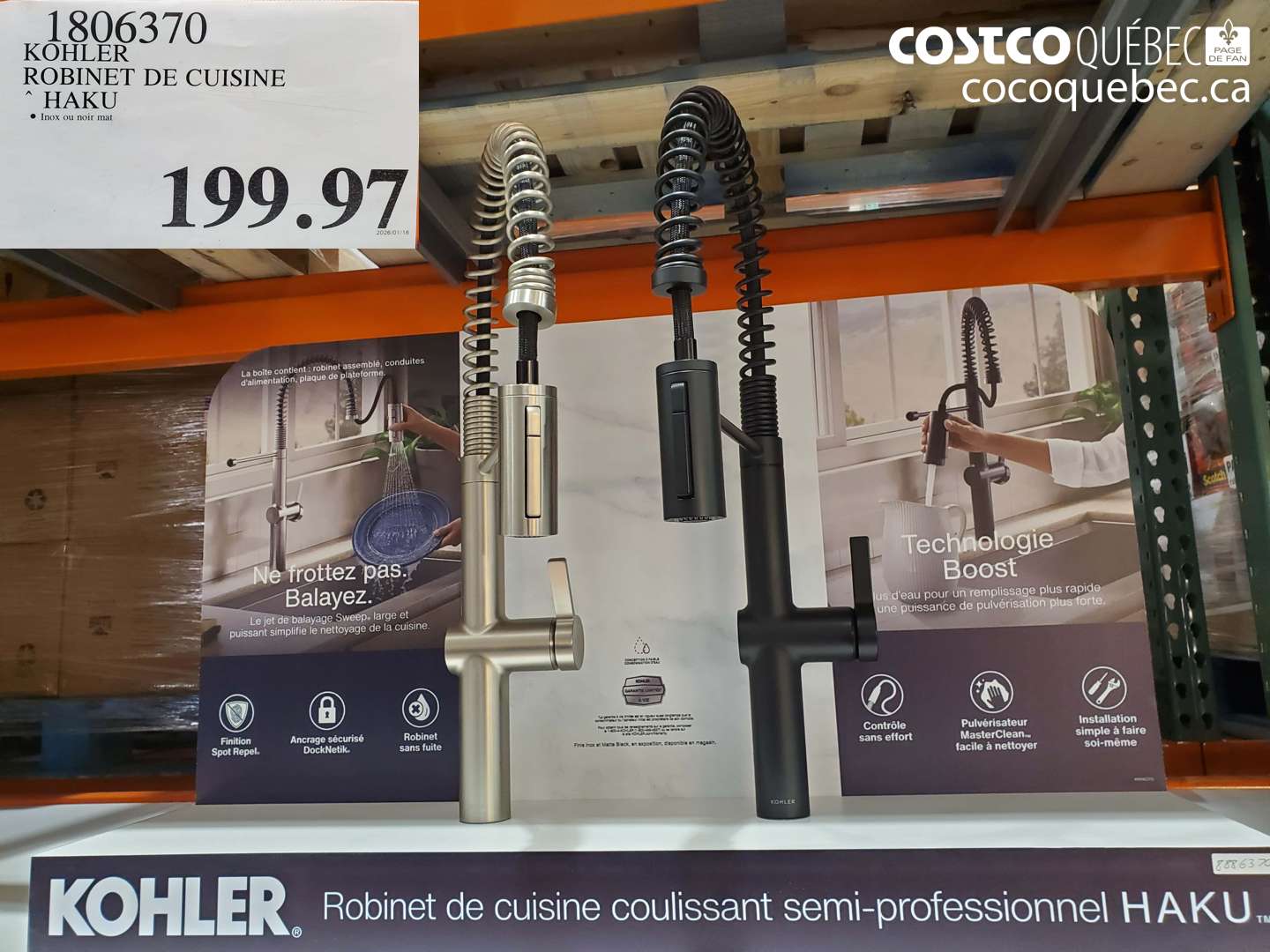 1806370 KOHLER ROBINET DE CUISINE HAKU $199.97