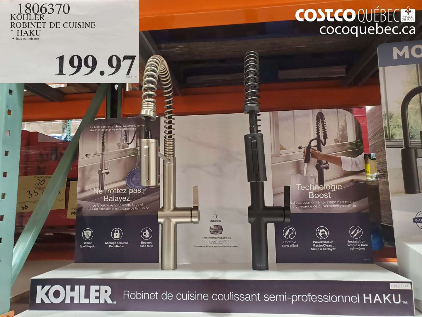 1806370 KOHLER ROBINET DE CUISINE HAKU $199.97