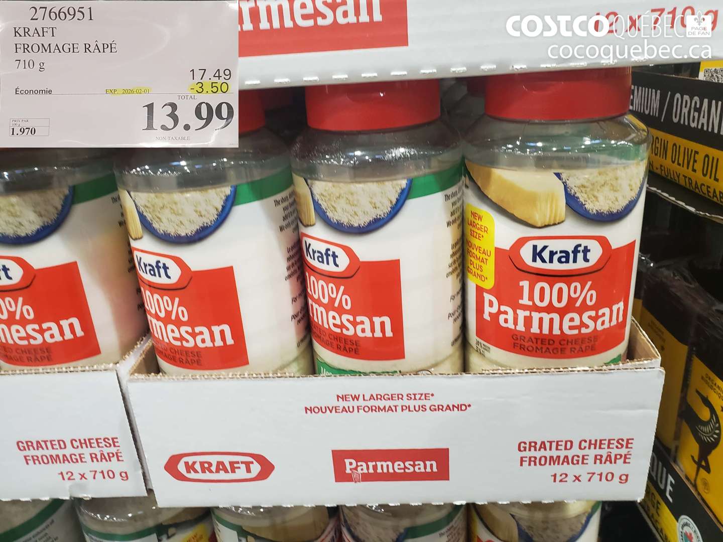 2766951 KRAFT FROMAGE RAPE 710 g ($3.50 INSTANT SAVINGS EXPIRES ON 2026-02-01) $13.99