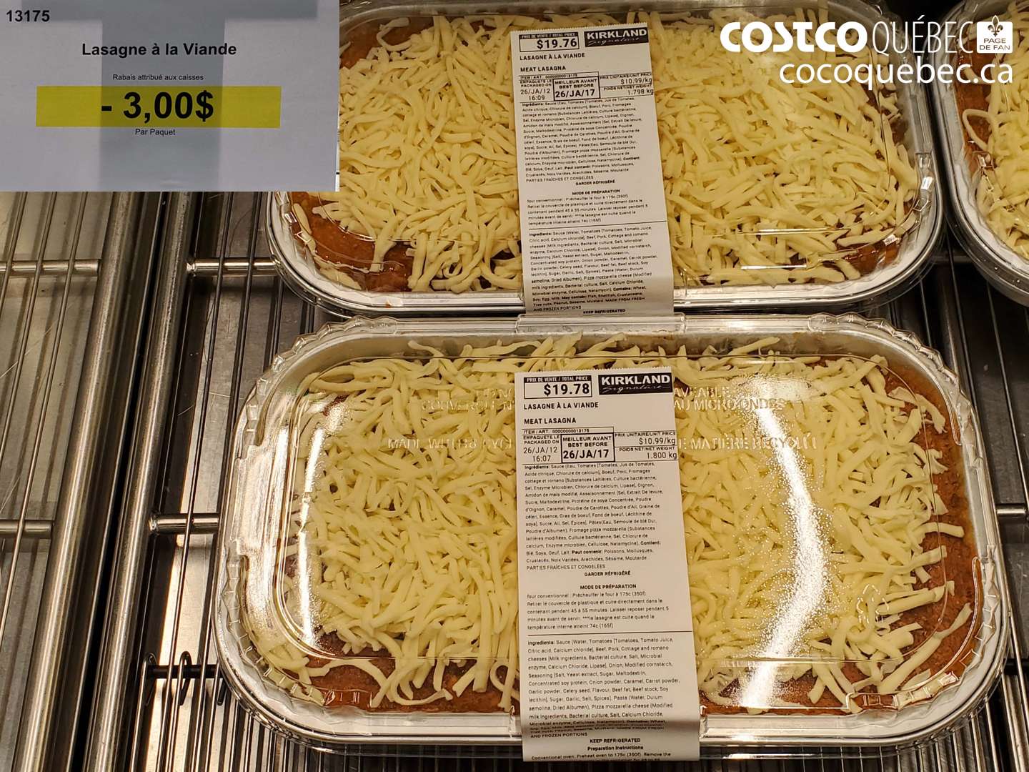 13175 LASAGNE A LA VIANDE  ($3.00 INSTANT SAVINGS)