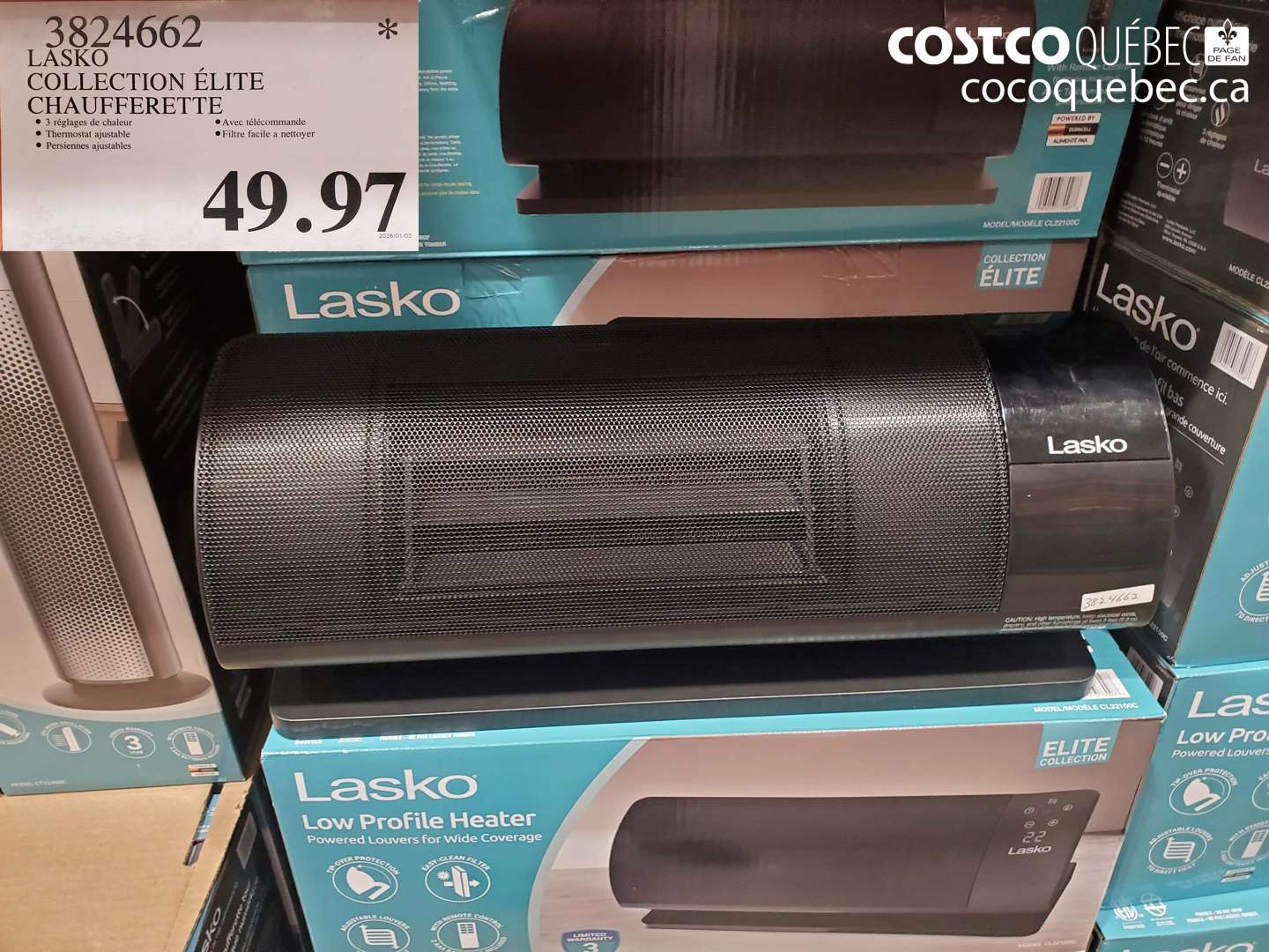 3824662 LASKO COLLECTION ÉLITE CHAUFFERETTE $49.97