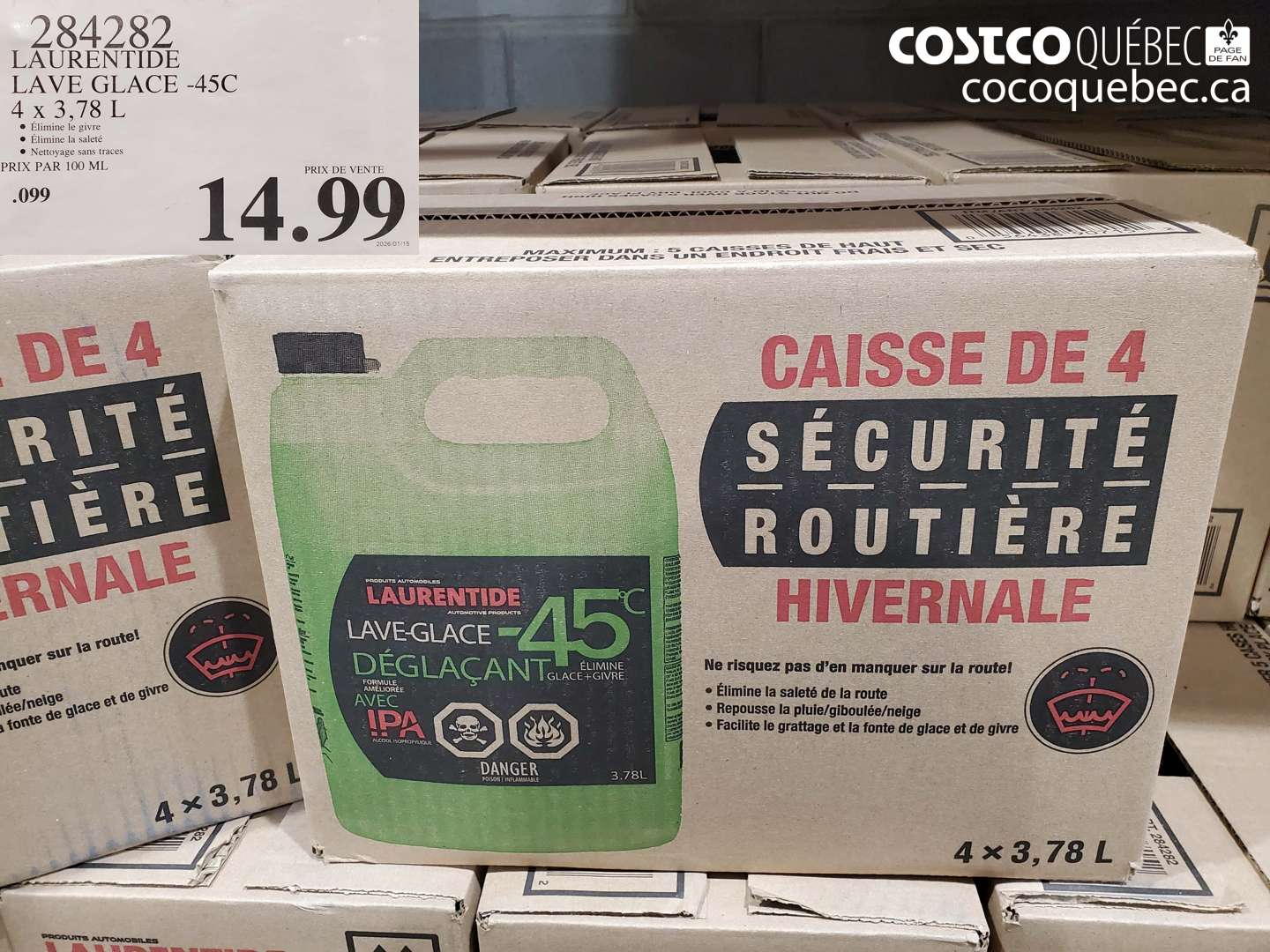 284282 LAURENTIDE LAVE GLACE -45C 4 x 3,78 L $14.99