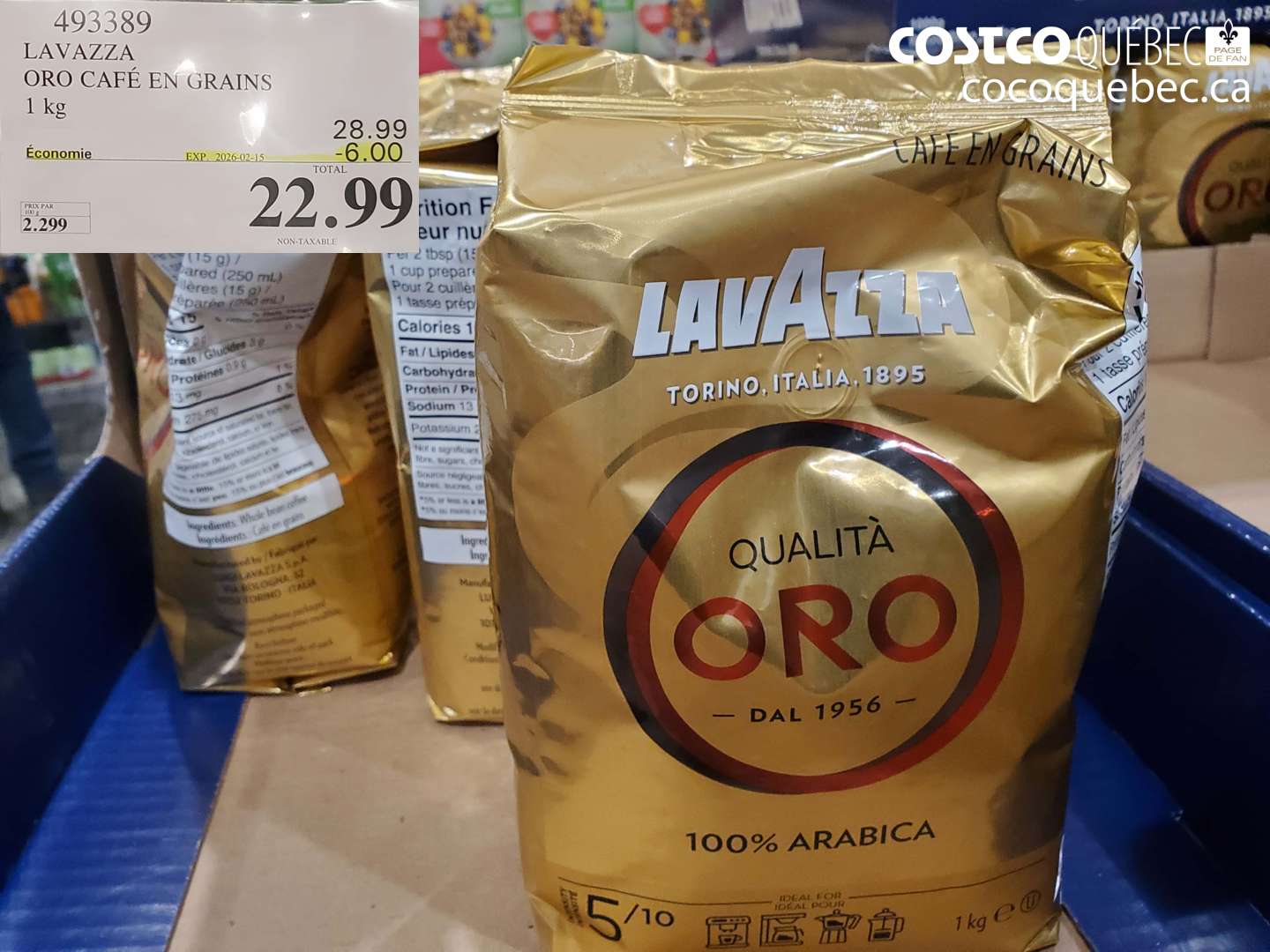 493389 LAVAZZA ORO CAFE EN GRAINS 1 KG ($6.00 INSTANT SAVINGS EXPIRES ON 2026-02-15) $22.99