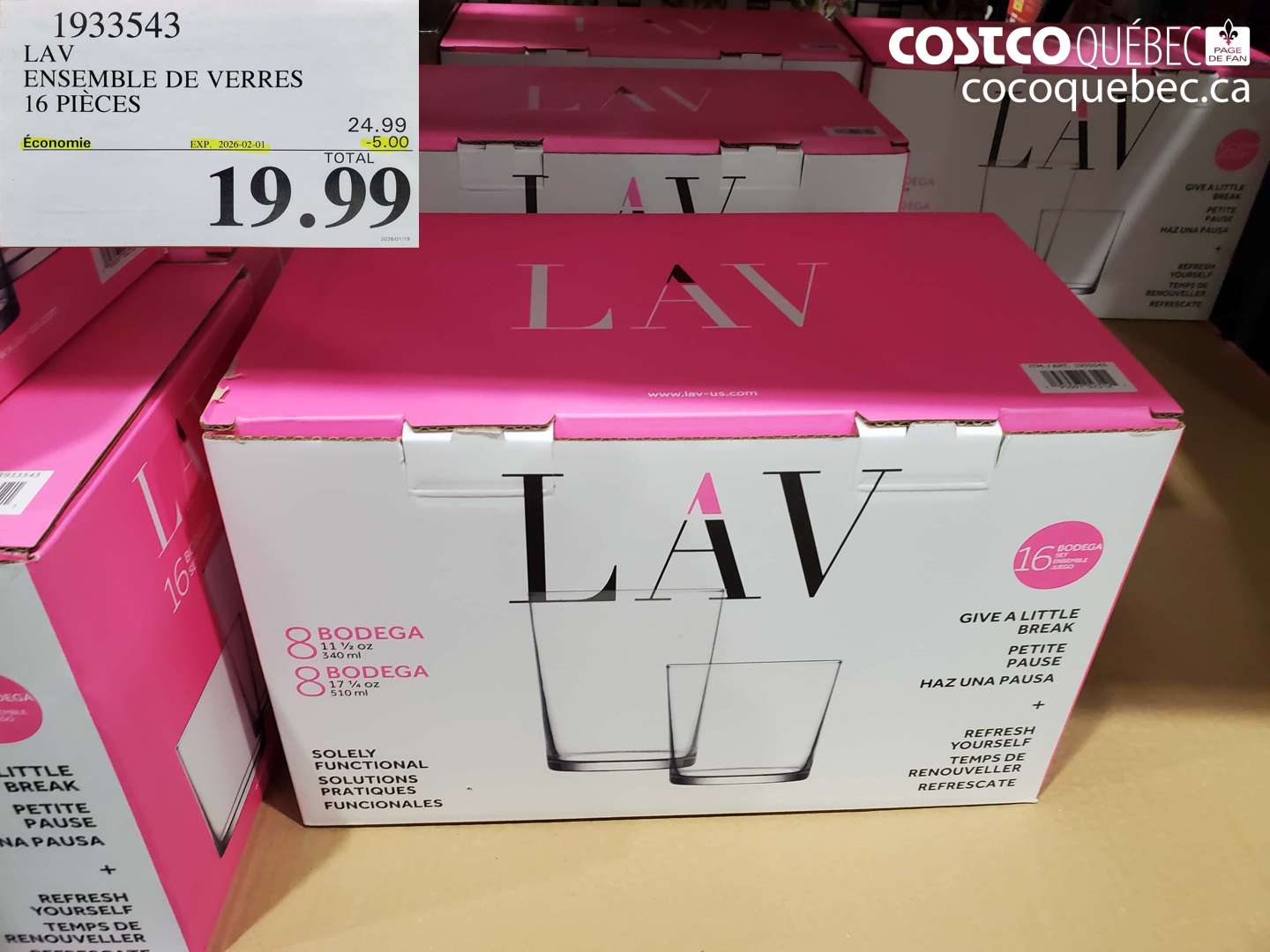 1933543 LAV ENSEMBLE DE VERRES 16 PIECES ($5.00 INSTANT SAVINGS EXPIRES ON 2026-02-01) $19.99