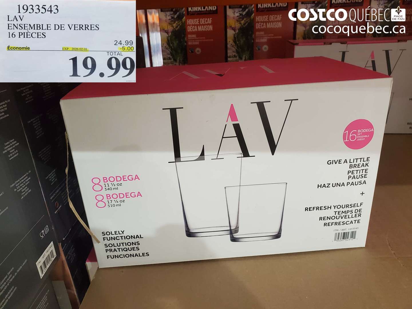 1933543 LAV ENSEMBLE DE VERRES 16 PIECES ($5.00 INSTANT SAVINGS EXPIRES ON 2026-02-01) $19.99