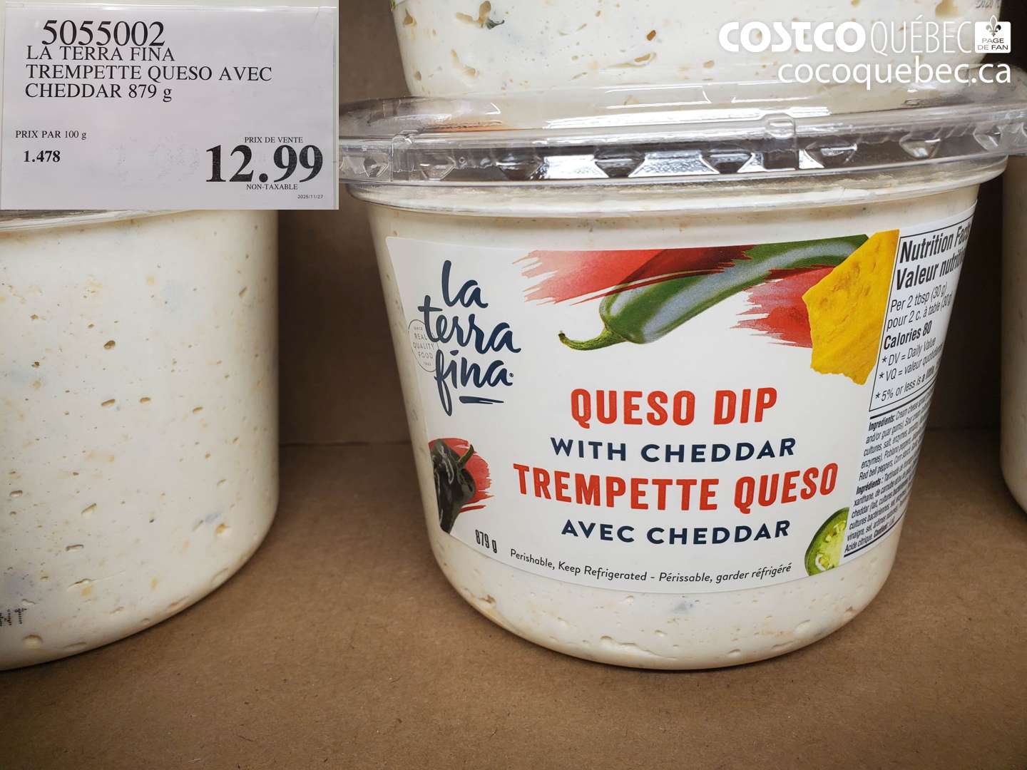 5055002 LA TERRA FINA TREMPETTE QUESO AVEC CHEDDAR 879 g $12.99