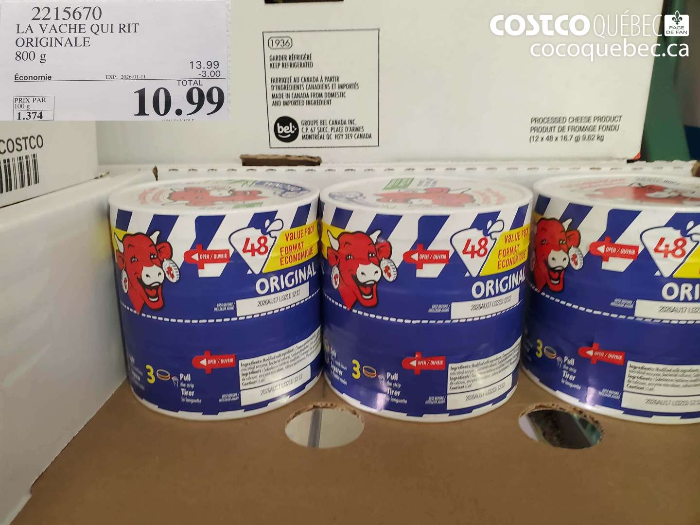 2215670 LA VACHE QUI RIT ORIGINALE 800 g ($3.00 INSTANT SAVINGS EXPIRES ON 2026-01-11) $10.99