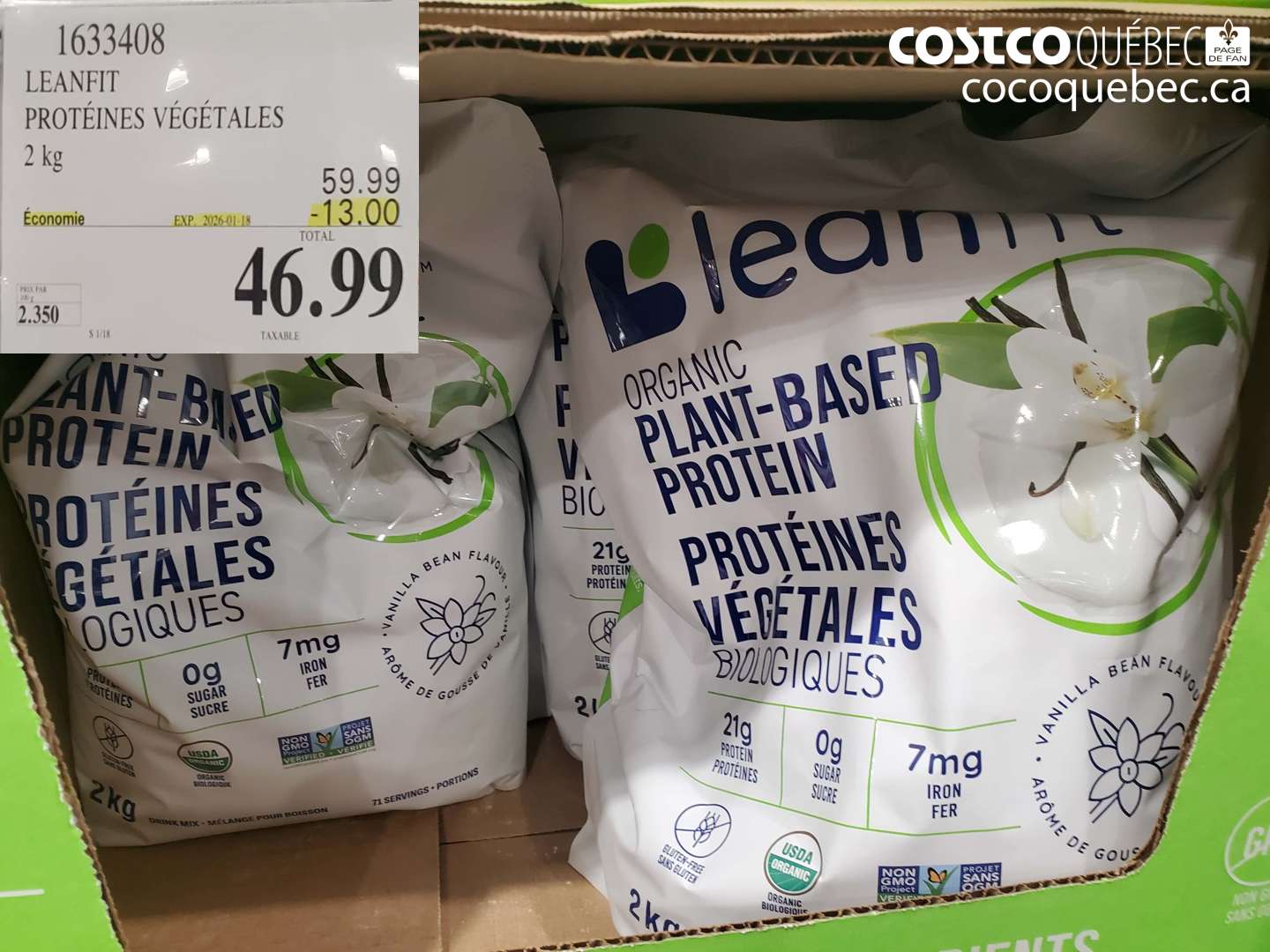1633408 LEANFIT PROTÉINES VÉGÉTALES ($13.00 INSTANT SAVINGS EXPIRES ON 2026-01-18) $46.99