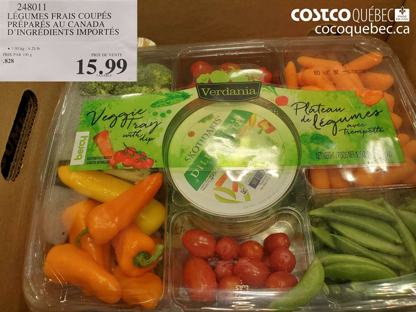 248011 LÉGUMES FRAIS COUPÉS PRÉPARES AU CANADA D'INGRÉDIENTS IMPORTÉS $15.99