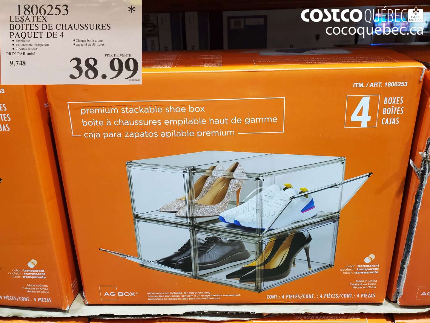 1806253 LESATEX BOÎTES DE CHAUSSURES PAQUET DE 4 $38.99