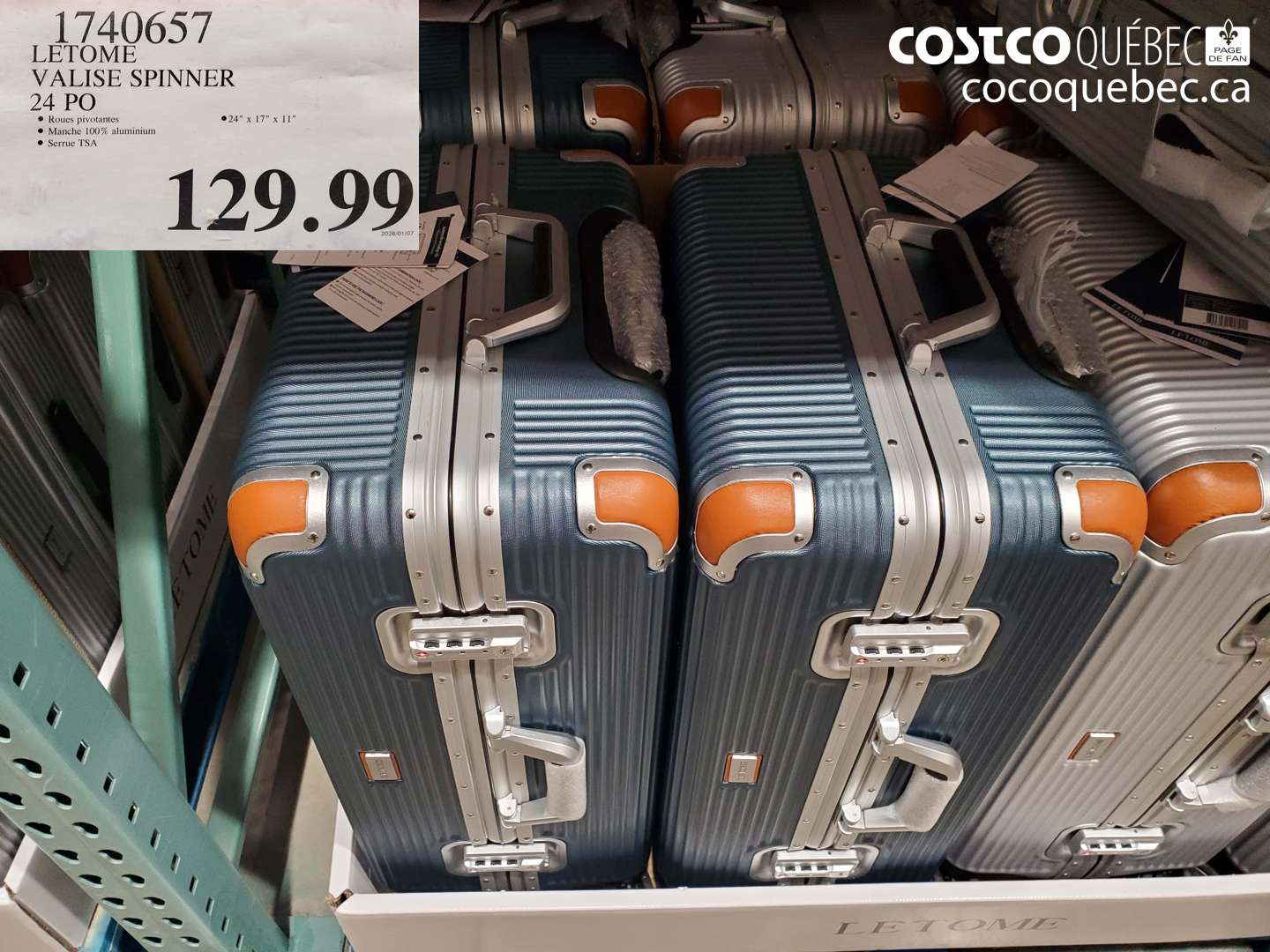 1740657 LETOME VALISE SPINNER 24 PO $129.99