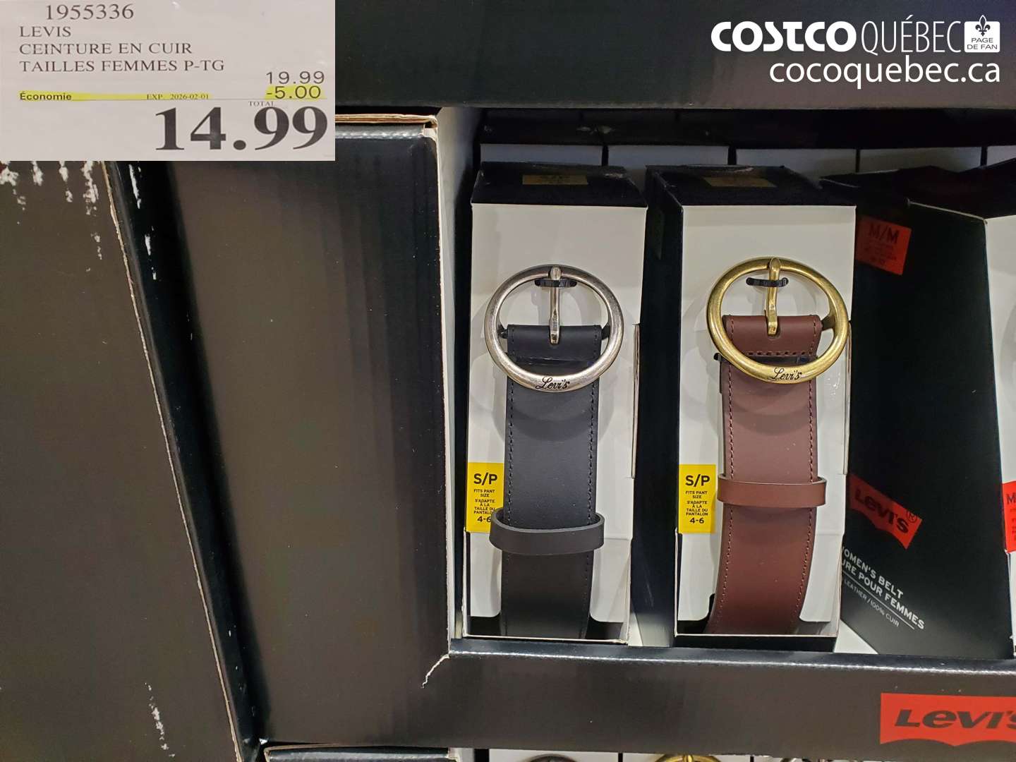 1955336 LEVIS CEINTURE EN CUIR TAILLES FEMMES P-TG ($5.00 INSTANT SAVINGS EXPIRES ON 2026-02-01) $14.99