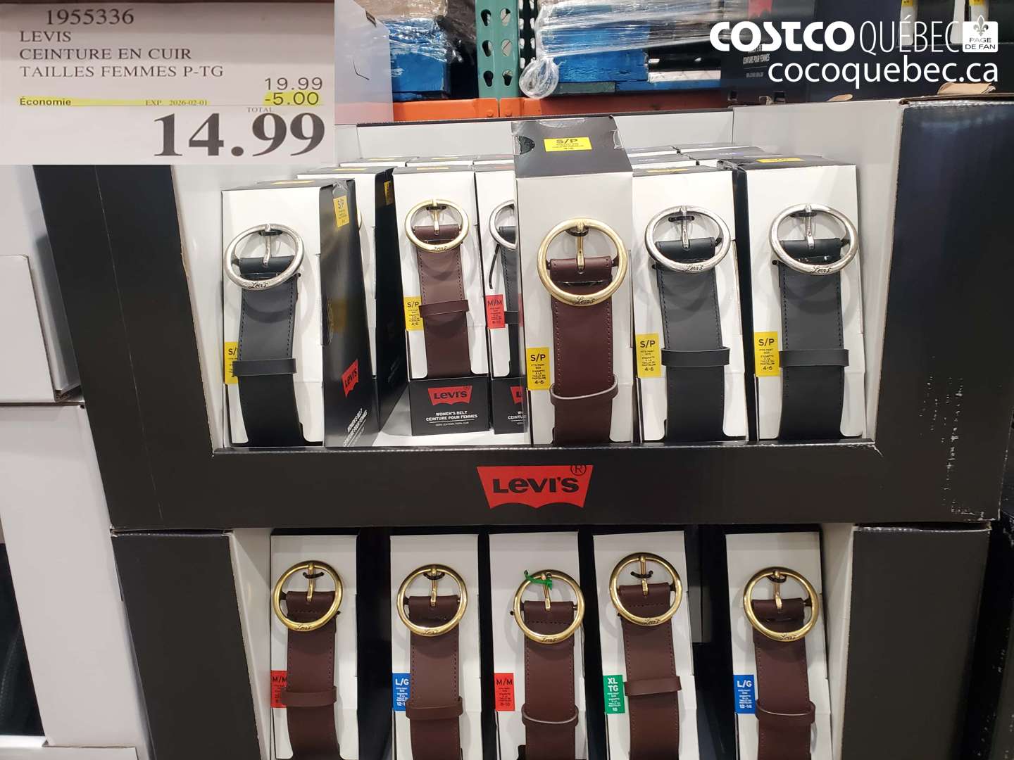 1955336 LEVIS CEINTURE EN CUIR TAILLES FEMMES P-TG ($5.00 INSTANT SAVINGS EXPIRES ON 2026-02-01) $14.99
