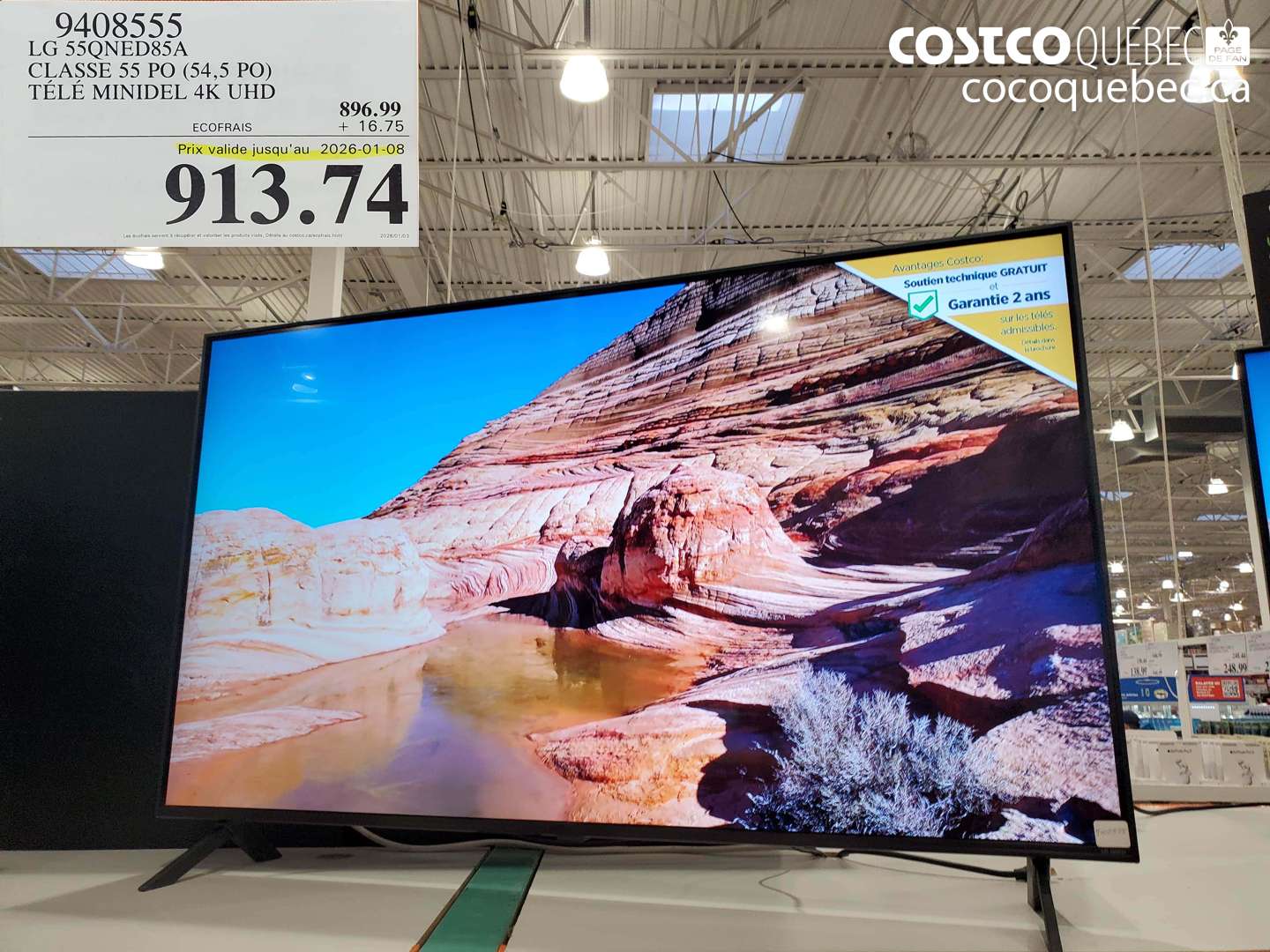 9408555 LG 55QNED85A CLASSE 55 PO (54,5 PO) TÉLÉ MINIDEL 4K UHD (EXPIRES ON 2026-01-08) $913.74