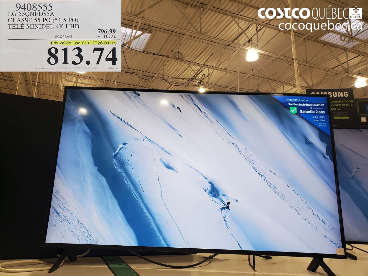 9408555 LG 55QNED85A CLASSE 55 PO (54,5 PO) TÉLÉ MINIDEL 4K UHD ($300.00 INSTANT SAVINGS EXPIRES ON 2026-01-15) $813.74