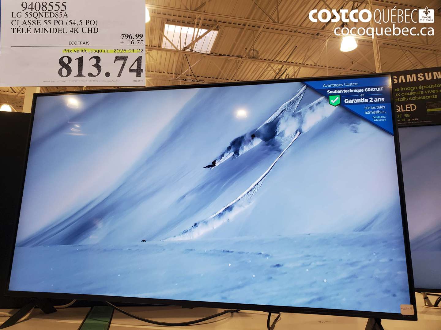 9408555 LG 55QNED85A CLASSE 55 PO (54,5 PO) TÉLÉ MINIDEL 4K UHD ($300.00 INSTANT SAVINGS EXPIRES ON 2026-01-22) $813.74