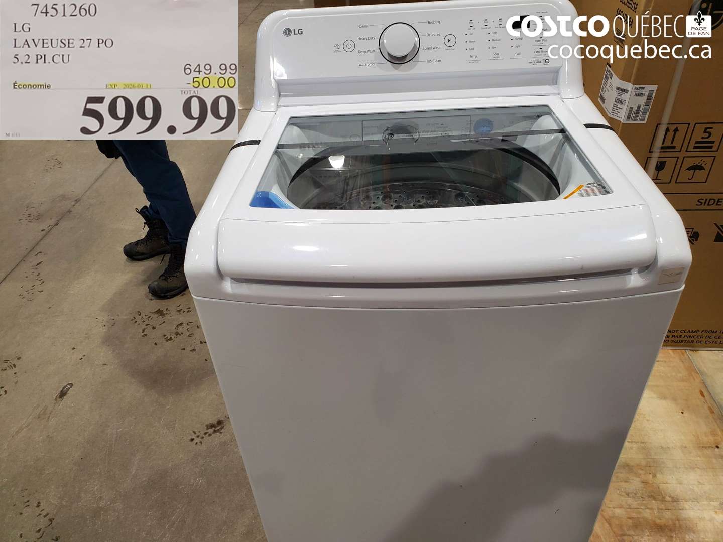 7451260 LG LAVEUSE 27 PO 5.2 PI.CU ($50.00 INSTANT SAVINGS EXPIRES ON 2026-01-11) $599.99