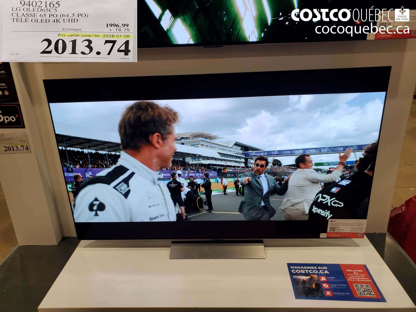 9402165 LG OLED65C5 Classe 65 PO (64,5 PO) TÉLÉ OLED 4K UHD (EXPIRES ON 2026-01-08) $2013.74