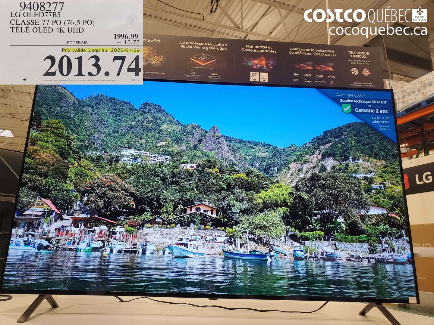 9408277 LG OLED77B5 CLASSE 77 PO (76,5 PO) TÉLÉ OLED 4K UHD ($500.00 INSTANT SAVINGS EXPIRES ON 2026-01-29) $2013.74