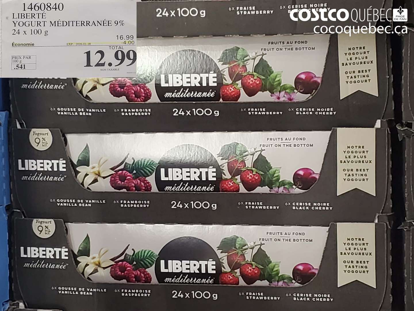 1460840 LIBERTÉ YOGURT MÉDITERRANÉE 9% 24 x 100 g ($4.00 INSTANT SAVINGS EXPIRES ON 2026-01-18) $12.99