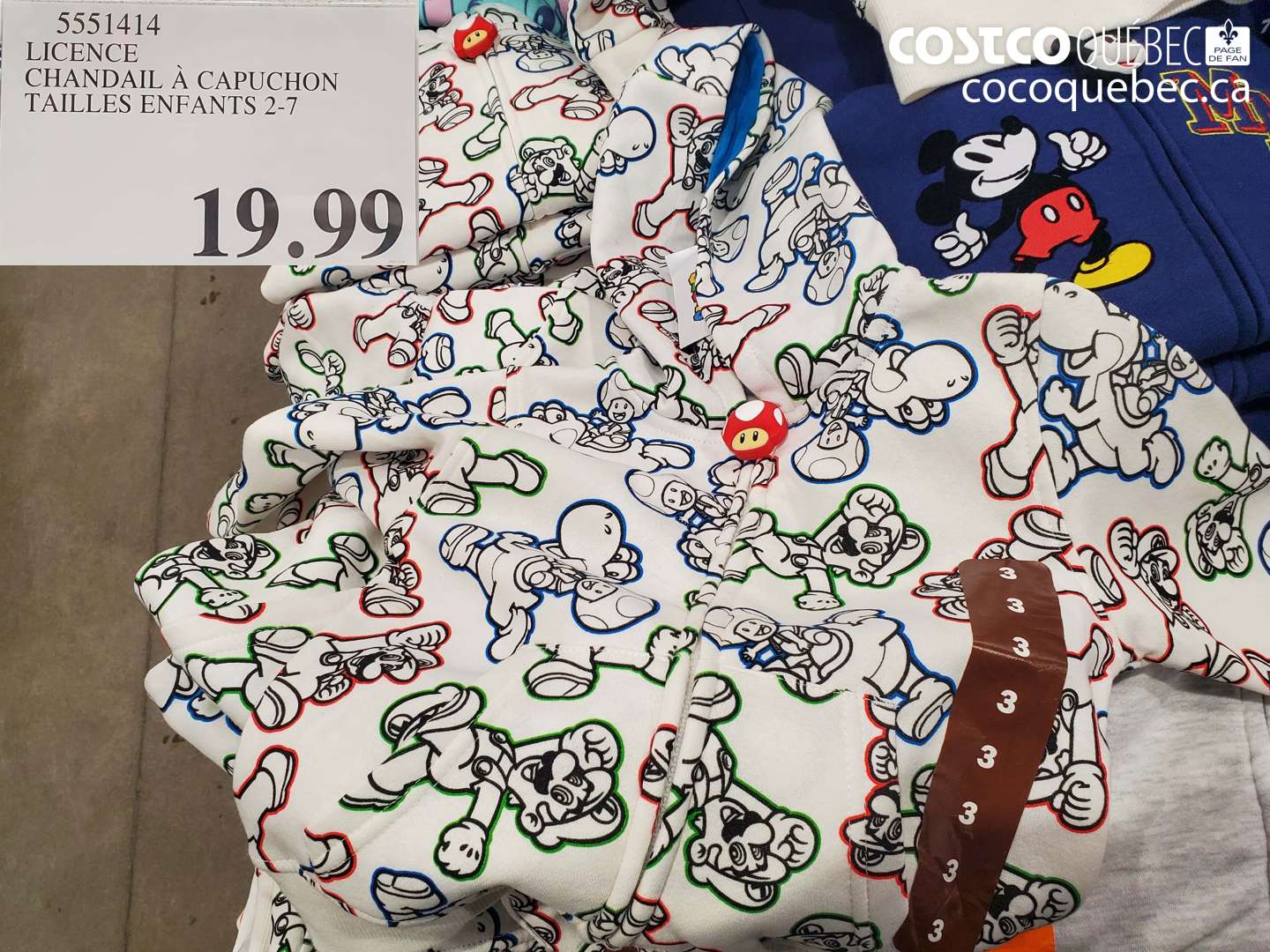 5551414 LICENCE CHANDAIL À CAPUCHON TAILLES ENFANTS 2-7 $19.99