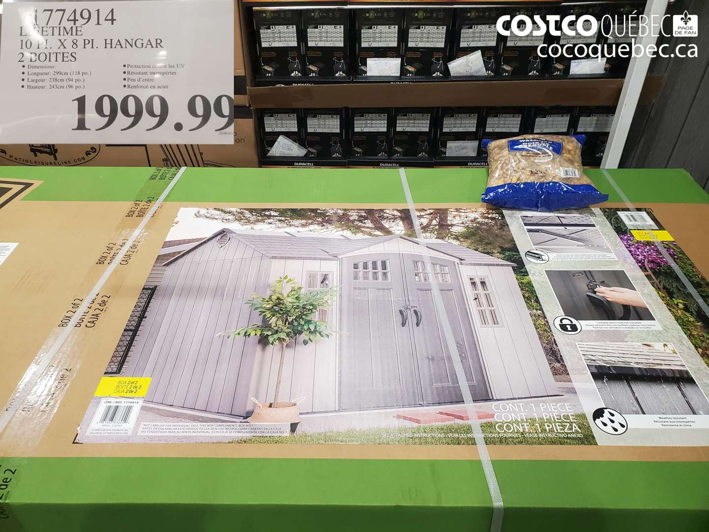 1774914 LIFETIME 10 PI. X 8 PI. HANGAR 2 BOITES $1999.99