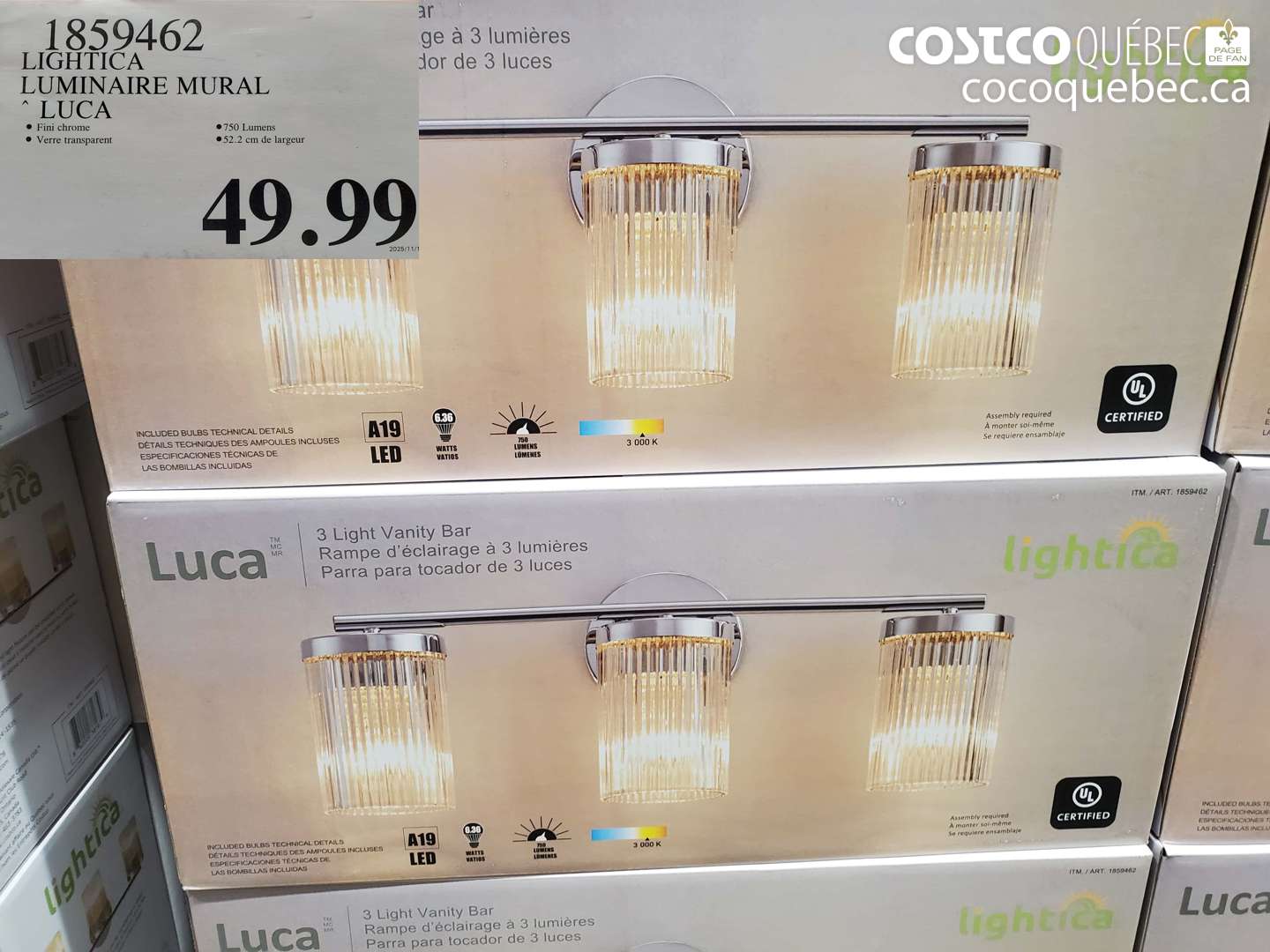 1859462 LIGHTICA LUMINAIRE MURAL LUCA $49.99