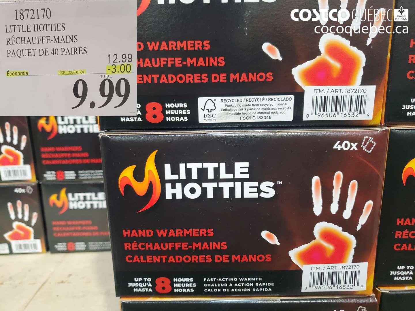 1872170 LITTLE HOTTIES RÉCHAUFFE-MAINS PAQUET DE 40 PAIRES ($3.00 INSTANT SAVINGS EXPIRES ON 2026-01-04) $9.99
