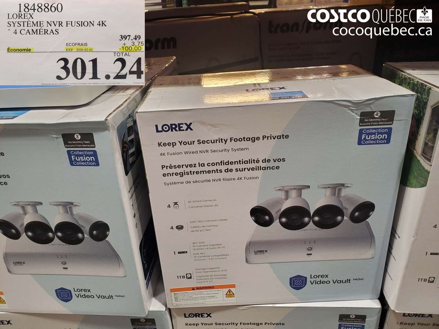 1848860 LOREX SYSTÈME NVR FUSION 4K 4 CAMÉRAS ($100.00 INSTANT SAVINGS EXPIRES ON 2026-02-01) $301.24