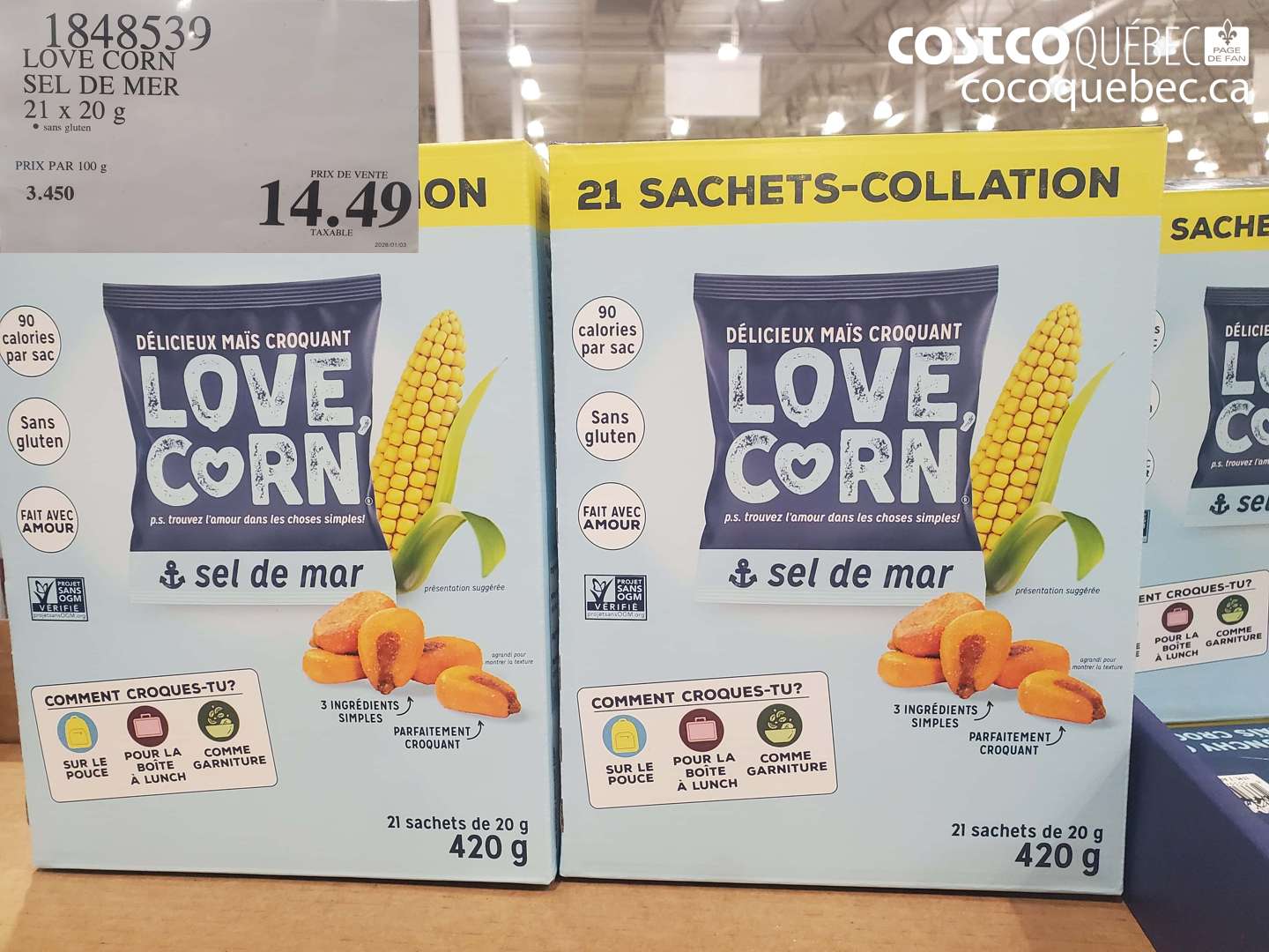 1848539 LOVE CORN SEL DE MER 21 x 20 g sans gluten $14.49