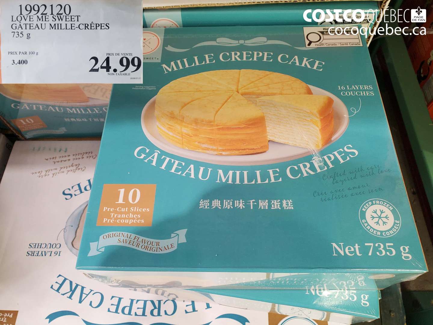 1992120 LOVE ME SWEET GÂTEAU MILLE-CRÊPES 735 g $24.99