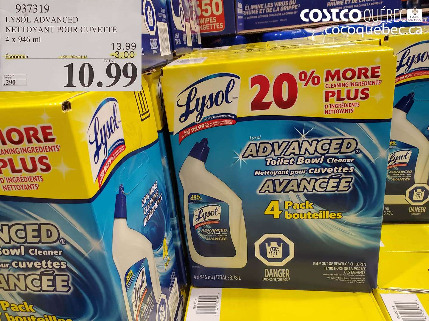 937319 LYSOL ADVANCED NETTOYANT POUR CUVETTE ($3.00 INSTANT SAVINGS EXPIRES ON 2026-01-18) $10.99