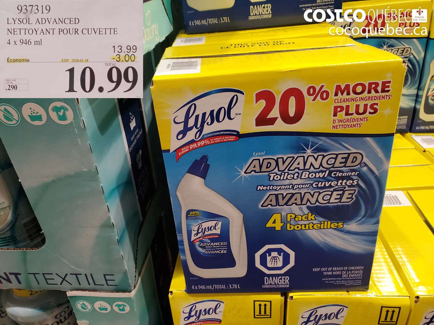 937319 LYSOL ADVANCED NETTOYANT POUR CUVETTE ($3.00 INSTANT SAVINGS EXPIRES ON 2026-01-18) $10.99