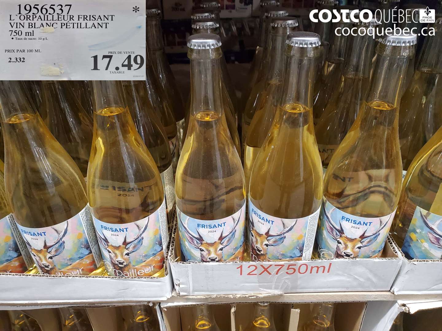 1956537 L` ORPAILLEUR FRISANT VIN BLANC PETILLANT $17.49